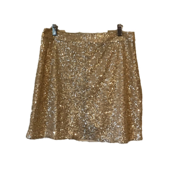 French Connection Women’s Size 10 Gold Sequin Skirt. - Picture 1 of 4